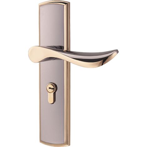Serrure de bouton de porte monobloc en alliage de zinc, ensemble de bouton de porte moderne, serrure de bouton de porte de sécurité avec clé pour portes en bois, noir titane (1/2)