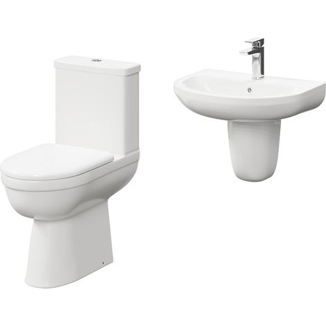 Wholesale Domestic Ideal 560mm Semi Pedestal Basin and Comfort Height Toilet Suite (1/5)