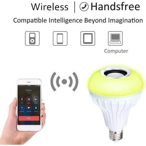 1 Ampoule LED, Haut-parleur Bluetooth, 12 couleurs, Mode danse, Intérieur (1/4)