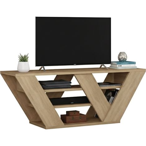 Dmora - Mobile porta TV Amazzonite, Credenza da soggiorno, Armadio basso per TV, Base parete attrezzata, 110x30h40 cm, Quercia