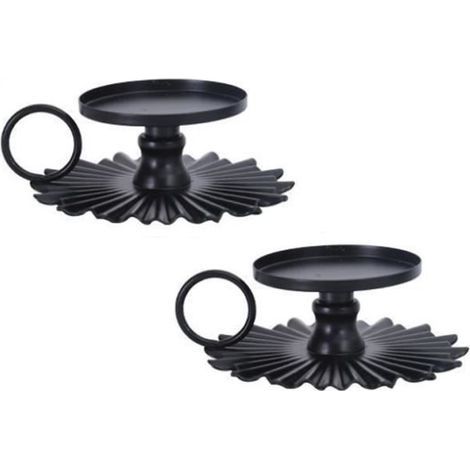 Retro Candlesticks - 2 Pieces - Black Iron - Table Decoration (1/4)