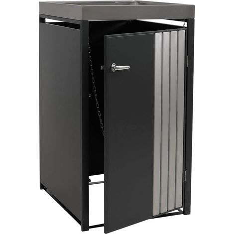 Cache-poubelle extérieur avec bac à plantes pour 1 bac 80 à 240 L abri poubelle en acier anthracite avec jardinière inox 68 x 84 x 125 cm 040009337