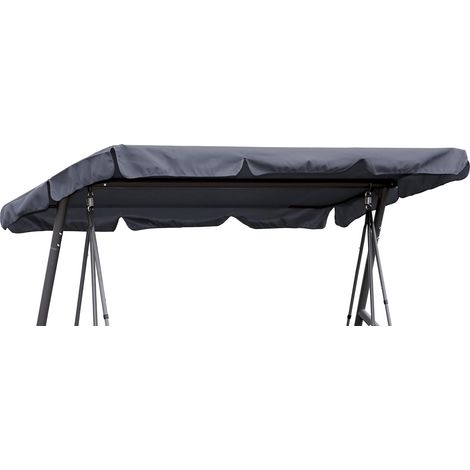 Toit de Balancelle 200 x 145 cm Gris Impermeable Toile de Rechange pour Balancelle 3 Places Universelle UV 50 (1/5)