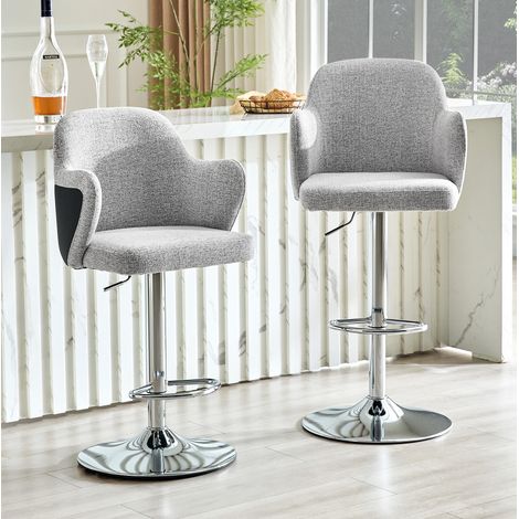 MEUBLIV Pack de 2 sillas de bar 45x37,6x118 cm gris claro – giratorias, ajustables (1/5)