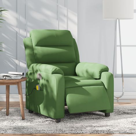vidaXL Sillón reclinable de masaje eléctrico terciopelo verde claro (1/5)