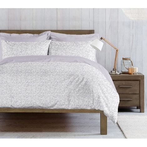 Ensemble d'enveloppes de Couette Mandy - Natura, Single - avec Housse de Couette, Taie d'oreiller - pour Le Lit - Blanc, Violet en Coton, 150 X 200cm (1/4)