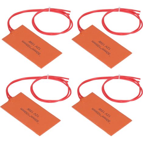 Coussin Chauffant en Silicone, 4PCS Tapis Chauffant Flexible 12V 15W Chauffe-Seau à Tambour, Chauffe-Seau 120-150℃ pour RéServoir D'instruments à Valve de Tuyau, 50 X 100mm (1/5)