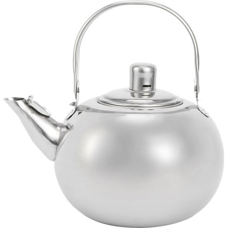 Théière en acier inoxydable 304, fond plat, compatible induction, avec filtre, couleur argent, 16 cm, 1,2 L (1/5)