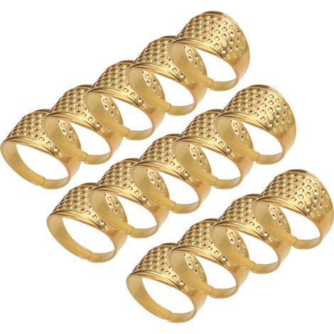 Runder goldener Fingerhut, verstellbare Größe, aus Kupfer, zum Nähen und Reparieren, handgefertigt. Nähzubehör. (1/5)