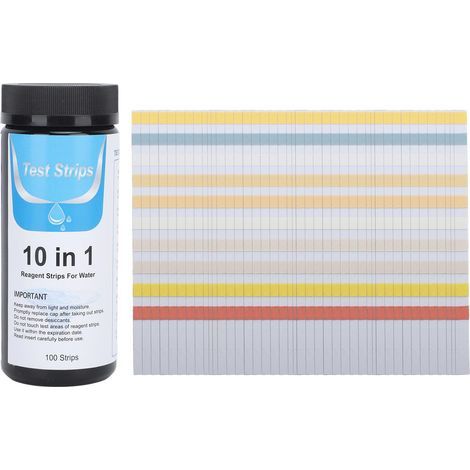 Professional 10-in-1 Water Test Strips for Swimming Pools, 100 Pieces, Fast and Accurate Water Testing for Swimming, Spas, and Jacuzzis (1/5)