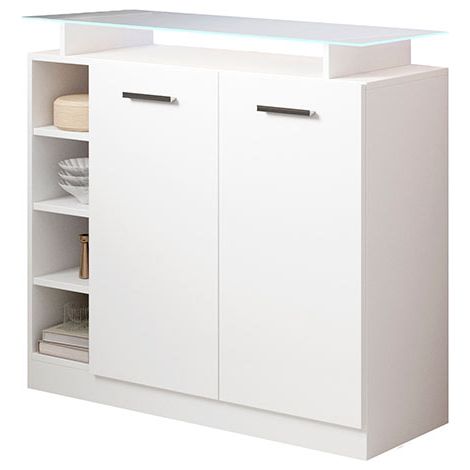 Recibidor Luces LED  2 puertas  87x97x34cm  Consola  Modelo Paola  Blanco