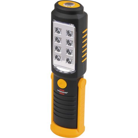 Luz led de inspección portátil con 8 + 1 led smd brillantes (funciona con pilas, tiempo de funcionamiento máx. 10 horas, gancho giratorio, imán)