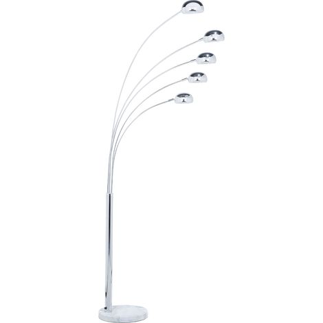 Lámpara de pie metal cromado plateado 210 cm 5 brazos arco orientable moderno Flinders (1/5)