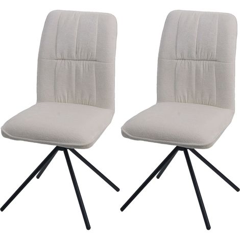 [JAMAIS UTILISÉ] Lot de 2 chaises de salle à manger HHG-432, chaise de cuisine, pivotante avec retour automatique, tissu/textile chenille (340 g/m²) Öko-Tex, crème (1/5)