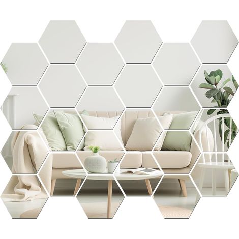 24 Pièces Miroir Mural Autocollant, Hexagonaux Miroir Adhésif Stickers (1/5)