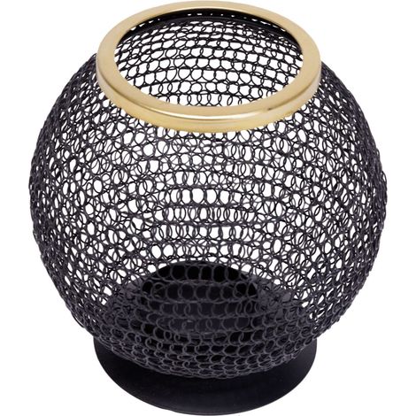 TrendLine Laterne Metall 17 x 17 cm schwarz-gold Laterne