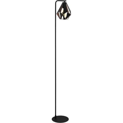 TrAdE Shop Traesio - Lampada Da Terra Con Piantana Paralume Nero Rame Antico Vintage 220x170x1510 Mm - (1/5)