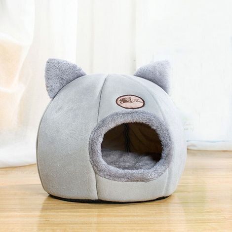 Tente pour animal domestique - Lit grotte pour chats/petits chiens - Tente 2 en 1 en velours auto-chauffante pour chat/lit pour chaton/cabane pour chat avec coussin amovible et lavable - Coucha (1/5)