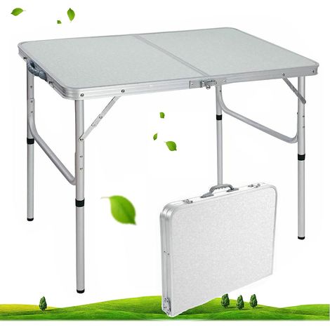Foldable Picnic Tables 3FT/ 90CM with Carry Handle White Fold Away Table Heavy Duty Folding Table Compact for Camping Party Gardening Dining Trestle Patio (1/5)