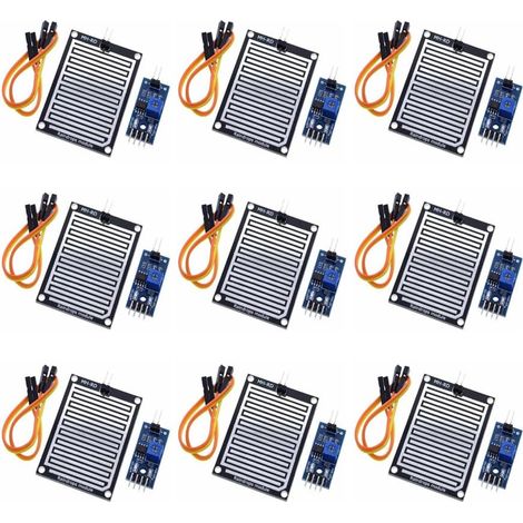 Lot de 9 modules de capteur de pluie - Module de détection de pluie - Compatible avec Arduino et Raspberry Pi (1/5)