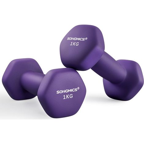 Lot de 2 Haltères,2 x 1 kg,Hexagonaux, pour Salle de Sport, Domicile,Violet (1/5)