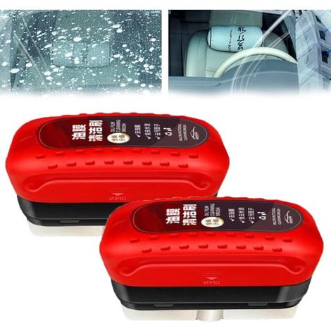 2 spazzole per la pulizia del parabrezza dell'auto, detergente multiuso per vetri e pellicole grasse (rosse)