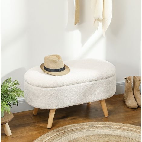 Banco baúl 82 x 41 x 45 cm blanco, acolchado con patas de pino macizo (1/5)