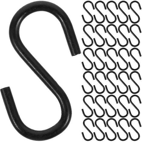 50 S-förmige Haken, Küchenhaken aus Eisen, Türhaken, Taschenhaken, S-förmige Kleiderbügel, kleine S-förmige Metallhaken – Schwarz (1/4)