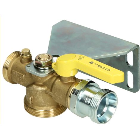 Robinet à bille pour compteur gaz droit avec contrôleur débit gaz 2,5 m³/h