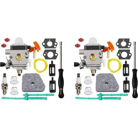 Kit de 2 carburateurs pour débroussailleuse STIHL FS90, FS110, HT101, FS130, FS100 = KM110R, KM130, HL100, HT100, FS130R, FS87, FS100R, HL90. (1/5)