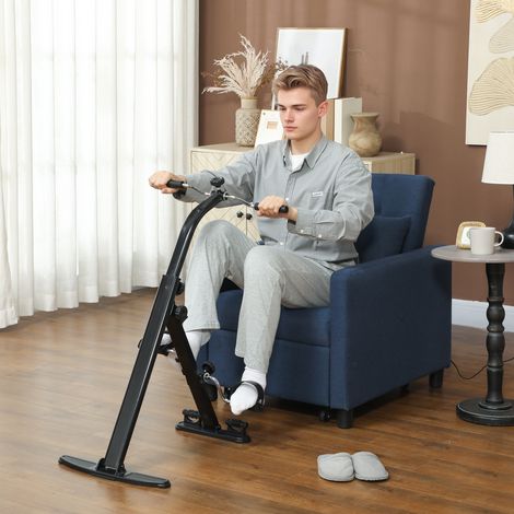 Vélo de rééducation pliable pour les jambes et les bras. Écran LCD et guidon réglable en hauteur. Noir.