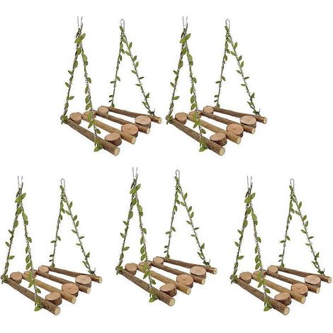Lot de 5 pièces comprenant une échelle en corde, un pont, une cage à jouets pour oiseaux, un hamac, une balançoire et un support pour jouets. (1/5)