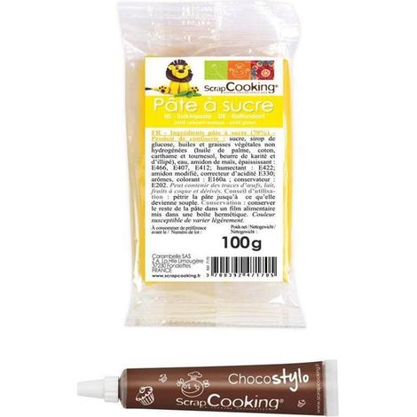 Stylo chocolat + Pâte à sucre jaune 100 g