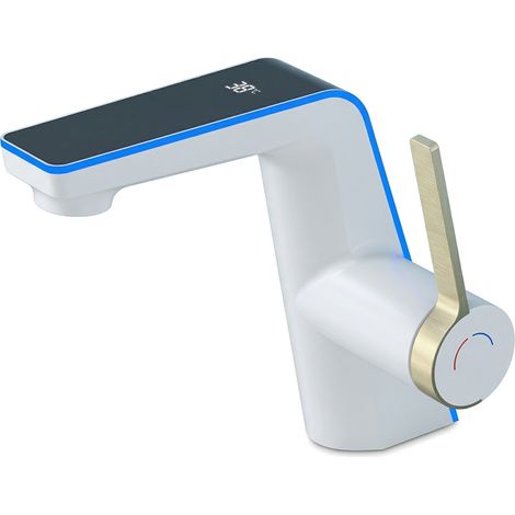 Robinet de salle de bain LED digital pour lavabo monocommande style technologique Blanc (1/5)