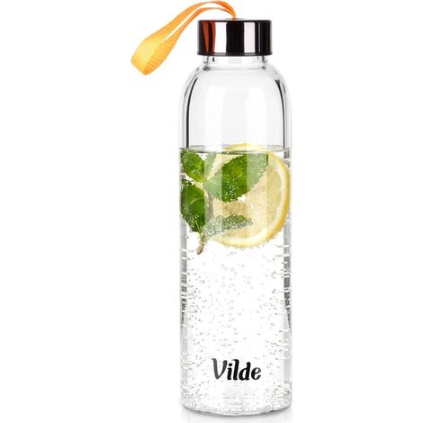 Glass Water Bottle with Bamboo Lid, 500 ml (1/5)