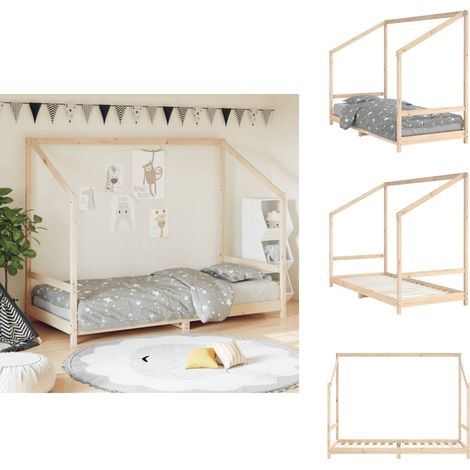 Cadre de lit pour enfants 90x200 cm bois de pin massif - Lit Enfant - Lit Bébé - Mobilier Enfant - Meuble Bois - Cadre Lit (1/5)
