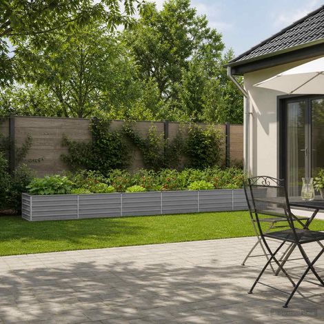 vidaXL Cama de Jardín Elevada Gris 600 x 80 x 55 cm (1/5)