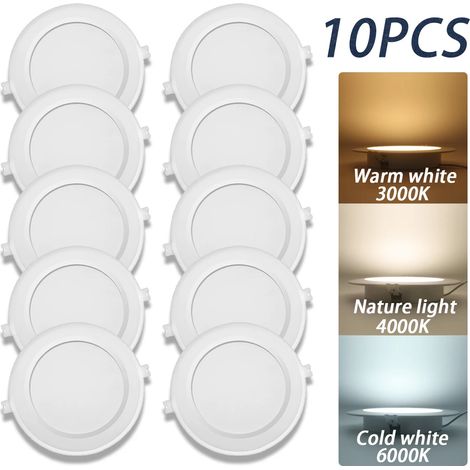 Lampes de croissance pour plantes (10 pièces, lumière naturelle 4000K, 10 W) Spots LED ronds encastrables pour plafond, éclairage intérieur blanc chaud pour la maison (1/5)