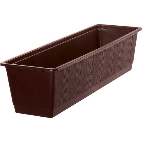 Geli – Jardinière STANDARD aspect bois – Marron, plastique, L 60 x l 17,5 x H 14,5 cm