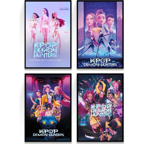 4 PCS Affiche Decoration Murale, Photo sur Toile, Sans Cadres (A) (1/5)