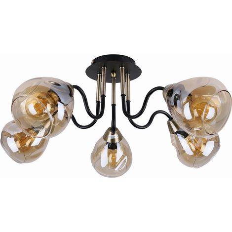 Lampadario Candellux UNICA nero oro 5xE27 40W dimmerabile