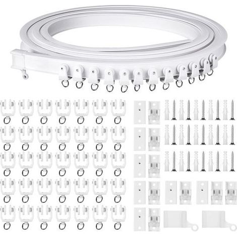 Rail de rideau flexible pliable 5 m - Montage au plafond - Rails et raccords robustes - Système de tringle à rideaux (1/5)