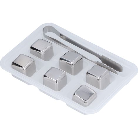 Lot de 6 pierres à whisky avec boîte de rangement, glaçons en acier inoxydable, inoffensifs et réutilisables.-AquaForge