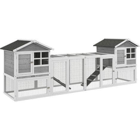 Pour 2 à 4 lapins, accès facile avec plusieurs portes, clapier extérieur en bois avec bacs amovibles (1/5)