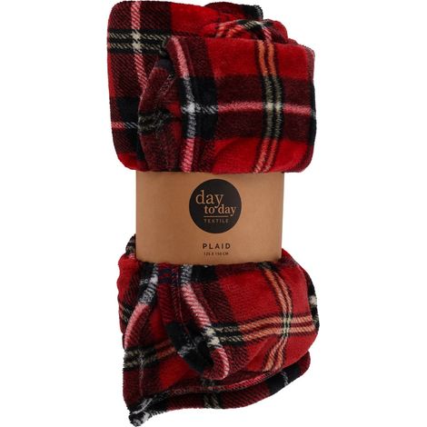 Coperta natalizia in poliestere tartan per decorazioni natalizie -Beige / 125 x 150 cm (1/4)