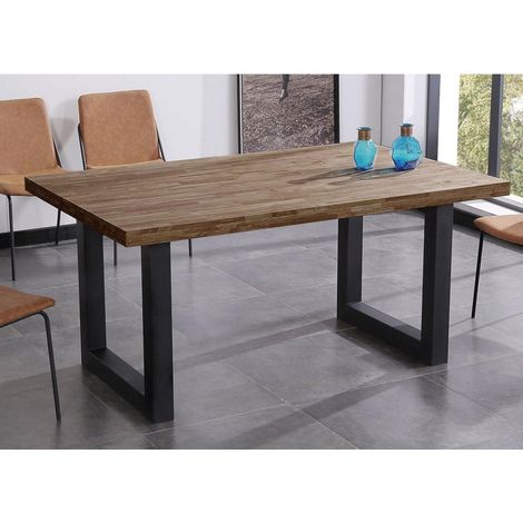 Mesa de comedor fija Loft Roble American/Negro 160 cm(ancho)100 cm(fondo) 75 cm(alto)