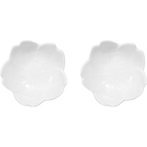 Mini ciotole da dessert, 2 pezzi - Ciotole da portata per antipasti - Ciotoline con decorazione floreale - ideali per ketchup e sushi - bianche - adatte per salsa di soia - dimensioni perfette per spu (1/5)