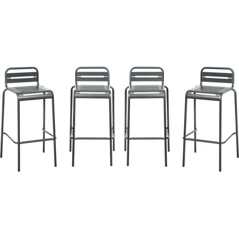 sweeek - 4er-Set Garten-Barhocker mit Lehne aus Stahl (1/5)