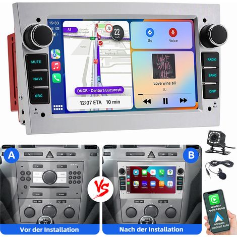 Pour Opel Astra H Corsa C/D Vectra C Zafira Autoradio Carplay Android Auto RDS BT MIC CAM