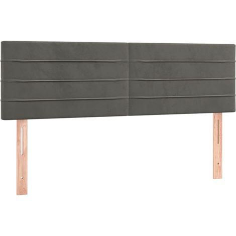 Cabecero accesorio para dormir mueble de dormitorio 2 piezas 72 x 5 x 78/88 cm tela de terciopelo gris oscuro TDL0206366